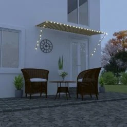 FIMEI Auvent Rétractable Avec LED 300x150 Cm Jaune Et Blanc