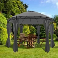 FIMEI Belvédère Avec Rideaux Rond 3,5 X 2,7 M Anthracite
