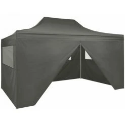 FIMEI Tente De Réception Pliable Avec 4 Parois 3x4 M Acier Anthracite