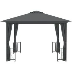 FIMEI Tonnelle Avec Parois Et Toit Double 3x3 M Anthracite 10 FIMEI Tonnelle Avec Parois Et Toit Double 3x3 M Anthracite -Pergola Soldes 60973372 4