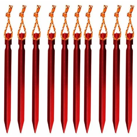 Zhuoxuan Piquets Tente, Sardines Tente Camping Avec Pochette De Rangement, Lot De 10(rouge) 7 Zhuoxuan Piquets Tente, Sardines Tente Camping Avec Pochette De Rangement, Lot De 10(rouge) – Image 5