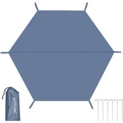 TANCYCO Bâche De Tente Imperméable Et Résistante à La Déchirure épaissir La Bâche De Pique-nique Tapis De Plage Résistant Pour La Randonnée, Les Voyages, La Randonnée, L'hexagone L (pour 1-2 Personnes, Avec Des Clous)