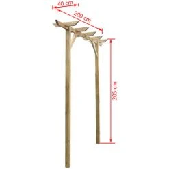 SUPERMARKET Pergola De Jardin 200 X 40 X 205 Cm Bois -Pergola Soldes 61305467 4