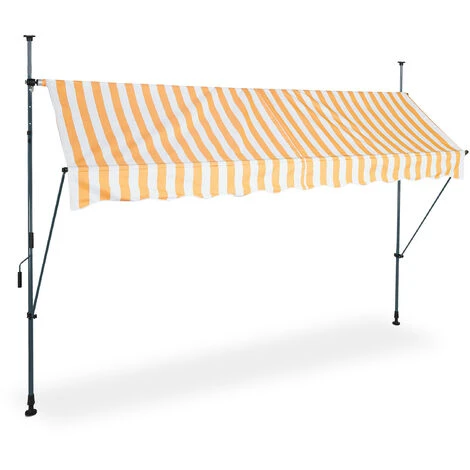 Relaxdays Auvent Pour Balcon, Hauteur Réglable, Sans Percer, Anti-UV, Largeur 300 Cm, Blanc-orange 4 Relaxdays Auvent Pour Balcon, Hauteur Réglable, Sans Percer, Anti-UV, Largeur 300 Cm, Blanc-orange – Image 2