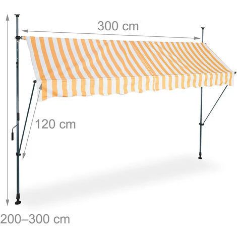 Relaxdays Auvent Pour Balcon, Hauteur Réglable, Sans Percer, Anti-UV, Largeur 300 Cm, Blanc-orange 7 Relaxdays Auvent Pour Balcon, Hauteur Réglable, Sans Percer, Anti-UV, Largeur 300 Cm, Blanc-orange – Image 5