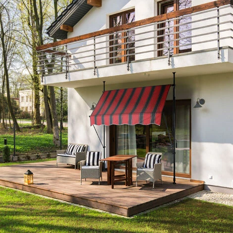Relaxdays Auvent Pour Balcon, 150 Cm De Large, Hauteur Réglable, Sans Percer, Anti-UV, Gris/rouge 5 Relaxdays Auvent Pour Balcon, 150 Cm De Large, Hauteur Réglable, Sans Percer, Anti-UV, Gris/rouge – Image 3