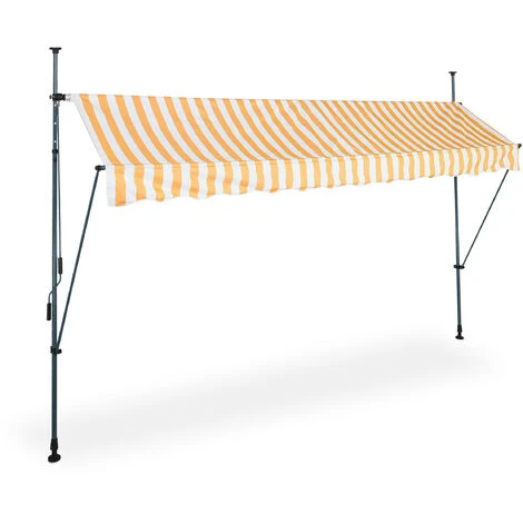 Relaxdays Auvent Pour Balcon, Hauteur Réglable, Sans Percer, Anti-UV, Largeur 350 Cm, Blanc-orange 4 Relaxdays Auvent Pour Balcon, Hauteur Réglable, Sans Percer, Anti-UV, Largeur 350 Cm, Blanc-orange – Image 2