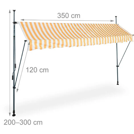 Relaxdays Auvent Pour Balcon, Hauteur Réglable, Sans Percer, Anti-UV, Largeur 350 Cm, Blanc-orange 7 Relaxdays Auvent Pour Balcon, Hauteur Réglable, Sans Percer, Anti-UV, Largeur 350 Cm, Blanc-orange – Image 5
