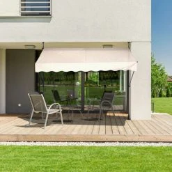 Relaxdays Auvent Pour Balcon, Hauteur Réglable, Sans Percer, Anti-UV, 350 X 120 Cm, Sable-gris -Pergola Soldes 61314150 3