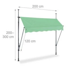 Relaxdays Auvent Pour Balcon, Hauteur Réglable, Sans Percer, Anti-UV, 200 Cm De Large, Vert-gris -Pergola Soldes 61314211 5