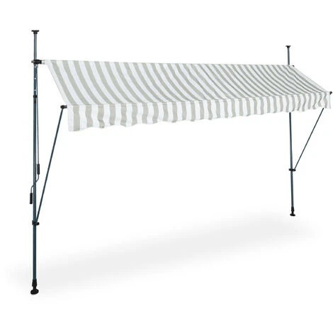 Relaxdays Auvent Pour Balcon, Hauteur Réglable, Sans Percer, Anti-UV, 350 X 120 Cm, Blanc-gris 4 Relaxdays Auvent Pour Balcon, Hauteur Réglable, Sans Percer, Anti-UV, 350 X 120 Cm, Blanc-gris – Image 2