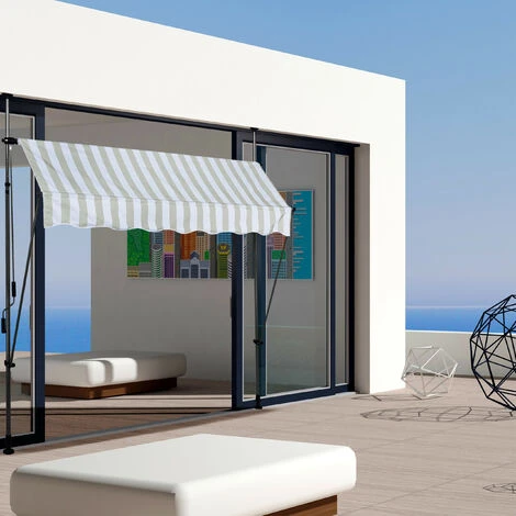Relaxdays Auvent Pour Balcon, Hauteur Réglable, Sans Percer, Anti-UV, 350 X 120 Cm, Blanc-gris 5 Relaxdays Auvent Pour Balcon, Hauteur Réglable, Sans Percer, Anti-UV, 350 X 120 Cm, Blanc-gris – Image 3