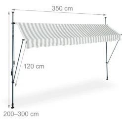 Relaxdays Auvent Pour Balcon, Hauteur Réglable, Sans Percer, Anti-UV, 350 X 120 Cm, Blanc-gris 11 Relaxdays Auvent Pour Balcon, Hauteur Réglable, Sans Percer, Anti-UV, 350 X 120 Cm, Blanc-gris -Pergola Soldes 61314230 5
