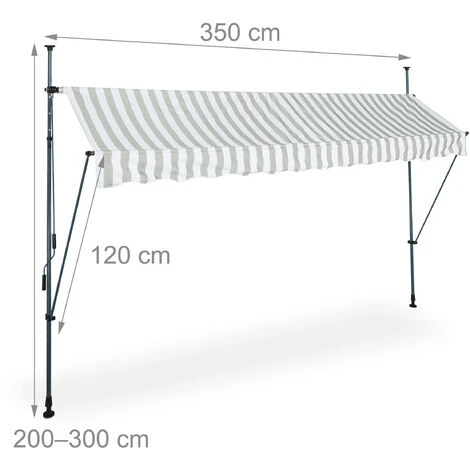 Relaxdays Auvent Pour Balcon, Hauteur Réglable, Sans Percer, Anti-UV, 350 X 120 Cm, Blanc-gris 7 Relaxdays Auvent Pour Balcon, Hauteur Réglable, Sans Percer, Anti-UV, 350 X 120 Cm, Blanc-gris – Image 5