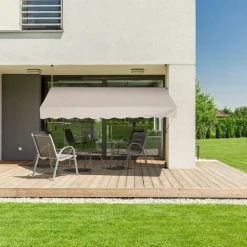 Relaxdays Auvent Pour Balcon, Hauteur Réglable, Sans Percer, Anti-UV, 400 X 120 Cm, Sable -Pergola Soldes 61314241 3