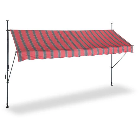Relaxdays Auvent Pour Balcon, 350 Cm De Large, Hauteur Réglable, Sans Percer, Anti-UV, Gris/rouge 4 Relaxdays Auvent Pour Balcon, 350 Cm De Large, Hauteur Réglable, Sans Percer, Anti-UV, Gris/rouge – Image 2