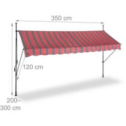 Relaxdays Auvent Pour Balcon, 350 Cm De Large, Hauteur Réglable, Sans Percer, Anti-UV, Gris/rouge 11 Relaxdays Auvent Pour Balcon, 350 Cm De Large, Hauteur Réglable, Sans Percer, Anti-UV, Gris/rouge -Pergola Soldes 61314281 5