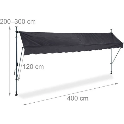 Relaxdays Auvent Pour Balcon, Hauteur Réglable, Sans Percer, Anti-UV, 400 Cm De Large, Anthracite-gris 7 Relaxdays Auvent Pour Balcon, Hauteur Réglable, Sans Percer, Anti-UV, 400 Cm De Large, Anthracite-gris – Image 5