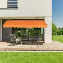 Relaxdays Auvent Pour Balcon, Hauteur Réglable, Sans Percer, Anti-UV, 350 X 120 Cm, Orange-gris -Pergola Soldes 61314475 3
