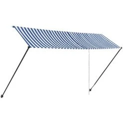 FIMEI Auvent Rétractable Avec LED 400x150 Cm Bleu Et Blanc -Pergola Soldes 61381989 3