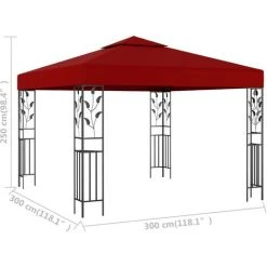 FIMEI Belvédère 3x3 M Rouge Bordeaux -Pergola Soldes 61383986 5