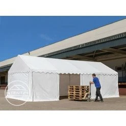 INTENT24.FR INTENT24 Abri / Tente De Stockage ECONOMY - 4 X 6 M En Vert Fonce - Toile PVC Env. 500g/m² Imperméable / Protection Contre Les Rayons UV (80+) / Structure Robuste En Acier Galvanisé - Vert -Pergola Soldes 6166021 4