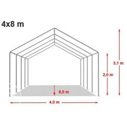 CARPASOL INTENT24 Abri / Tente De Stockage ECONOMY - 4 X 8 M En Vert Fonce - Toile PVC Env. 500g/m² Imperméable / Protection Contre Les Rayons UV (80+) / Structure Robuste En Acier Galvanisé - Vert -Pergola Soldes 6166022 5