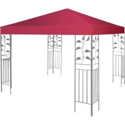 GOPLUS Toile De Rechange Pour Pavillon B?che Pour Tonnelle Imperméable B?che De Tente Fait En Polyester-3M X 3M-Beige/Vert/Rouge (Rouge)