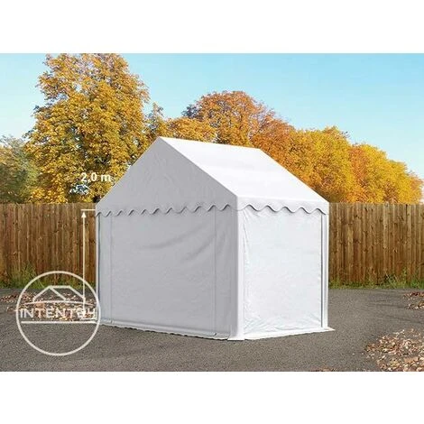 INTENT24.FR Abri / Tente De Stockage ECONOMY - 3 X 2 M En Blanc - Toile PVC Env. 500g/m² Imperméable / Protection Contre Les Rayons UV (80+) / Structure Robuste En Acier Galvanisé - Blanc 4 INTENT24.FR Abri / Tente De Stockage ECONOMY - 3 X 2 M En Blanc - Toile PVC Env. 500g/m² Imperméable / Protection Contre Les Rayons UV (80+) / Structure Robuste En Acier Galvanisé - Blanc – Image 2