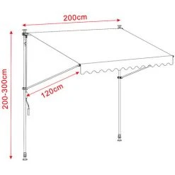 Store Banne Manuel Marquise Jardin Balcon Terrasse Auvent Télescopique 200 Cm Bleu Blanc Kingpower -Pergola Soldes 63168992 2