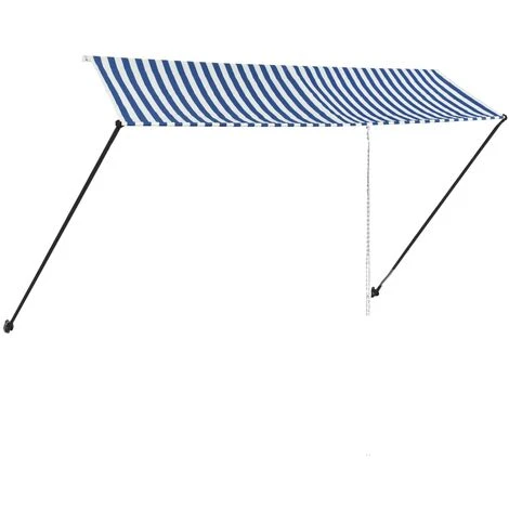 SUPERMARKET Auvent Rétractable Avec LED 350x150 Cm Bleu Et Blanc 6 SUPERMARKET Auvent Rétractable Avec LED 350x150 Cm Bleu Et Blanc – Image 4
