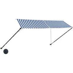 SUPERMARKET Auvent Rétractable Avec LED 350x150 Cm Bleu Et Blanc 11 SUPERMARKET Auvent Rétractable Avec LED 350x150 Cm Bleu Et Blanc -Pergola Soldes 63650031 5