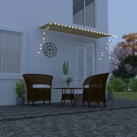 SUPERMARKET Auvent Rétractable Avec LED 300x150 Cm Jaune Et Blanc 3 SUPERMARKET Auvent Rétractable Avec LED 300x150 Cm Jaune Et Blanc