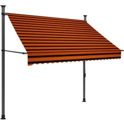 SUPERMARKET Auvent Manuel Rétractable Avec LED 200 Cm Orange Et Marron -Pergola Soldes 63655979 2