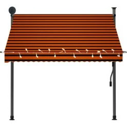 SUPERMARKET Auvent Manuel Rétractable Avec LED 200 Cm Orange Et Marron -Pergola Soldes 63655979 4