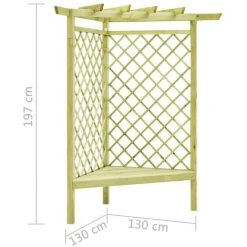SUPERMARKET Pergola D'angle Avec Siège 130x130x197 Cm Pin Imprégné -Pergola Soldes 63662484 5