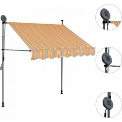 SUPERMARKET Auvent Manuel Rétractable Avec LED 200 Cm Jaune Et Bleu 9 SUPERMARKET Auvent Manuel Rétractable Avec LED 200 Cm Jaune Et Bleu -Pergola Soldes 63662494 3