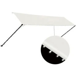 SUPERMARKET Auvent Rétractable Avec LED 400x150 Cm Crème -Pergola Soldes 63666667 2