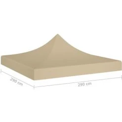 SUPERMARKET Toit De Tente De Réception 3x3 M Beige 270 G/m² -Pergola Soldes 63674396 5