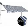 SUPERMARKET Auvent Manuel Rétractable Avec LED 350 Cm Bleu Et Blanc -Pergola Soldes 63675103 1