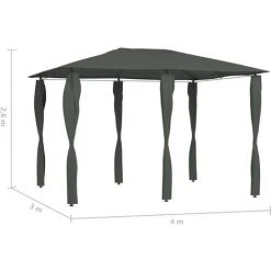 SUPERMARKET Belvédère à Revêtement De Poteaux 3x4x2,6 M Anthracite 160 G/m² -Pergola Soldes 63675577 4