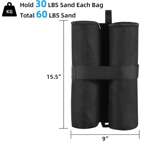 ZOLGINAH Paquet De 4 Sac De Sable, Poids De Sable Gazebo, Sacs De Sable à Double Couture, Poids De Jambe, Pour Gazebo Tente, Lestage Fixation 4 ZOLGINAH Paquet De 4 Sac De Sable, Poids De Sable Gazebo, Sacs De Sable à Double Couture, Poids De Jambe, Pour Gazebo Tente, Lestage Fixation – Image 2