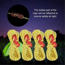 ROSIER 4 Pièces Cordes Pour Tente Réfléchissante, Corde De Tente Réfléchissante, Avec Réglage, Il Est Très Approprié Pour Le Camping En Plein Air, La Randonnée, L'Auvent, La Tente, Etc (jaune, 4 Mètre Chacun)——VEBTles -Pergola Soldes 63707094 4