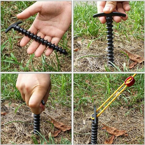 ROSIER 10 Pièces Piquets De Tente En Spirale, Robustes Piquets à Vis De Camping Pour Jardin, Camping, Voyage, Extérieur, 14.5 X 7 Cm Noir——VEBTles 7 ROSIER 10 Pièces Piquets De Tente En Spirale, Robustes Piquets à Vis De Camping Pour Jardin, Camping, Voyage, Extérieur, 14.5 X 7 Cm Noir——VEBTles – Image 5