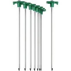 PERLE RARE 8X Piquets De Tente En Acier - Piquets Longs Et Durables Avec Monture En Plastique Pour Le Camping