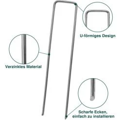 VINGO 200 Piquets d'Ancrage au SolPiquets d'Ancrage au Sol Galvanisés 15x2.5cm Piquets - Argent -Pergola Soldes 63739029 2