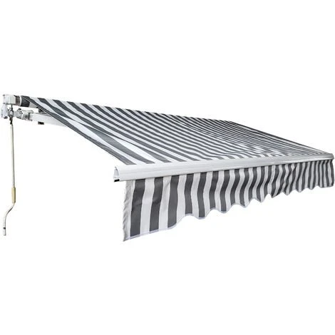 EINFEBEN Store De Balcon Store Banne Manuel Store Extérieur Auvent Balcon Articulé Anti-UV Terrasse Jardin Gris Blanc 250 X 200 Cm - Gris 3 EINFEBEN Store De Balcon Store Banne Manuel Store Extérieur Auvent Balcon Articulé Anti-UV Terrasse Jardin Gris Blanc 250 X 200 Cm - Gris