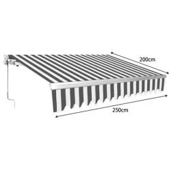 EINFEBEN Store De Balcon Store Banne Manuel Store Extérieur Auvent Balcon Articulé Anti-UV Terrasse Jardin Gris Blanc 250 X 200 Cm - Gris 8 EINFEBEN Store De Balcon Store Banne Manuel Store Extérieur Auvent Balcon Articulé Anti-UV Terrasse Jardin Gris Blanc 250 X 200 Cm - Gris -Pergola Soldes 63762190 2