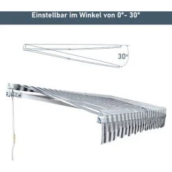 EINFEBEN Store De Balcon Store Banne Manuel Store Extérieur Auvent Balcon Articulé Anti-UV Terrasse Jardin Gris Blanc 250 X 200 Cm - Gris 11 EINFEBEN Store De Balcon Store Banne Manuel Store Extérieur Auvent Balcon Articulé Anti-UV Terrasse Jardin Gris Blanc 250 X 200 Cm - Gris -Pergola Soldes 63762190 5