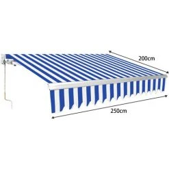 Randaco Store De Balcon Store Banne Manuel Store Extérieur Auvent Balcon Articulé Anti-UV Terrasse Jardin Bleu Blanc 250 X 200 Cm - Bleu 8 Randaco Store De Balcon Store Banne Manuel Store Extérieur Auvent Balcon Articulé Anti-UV Terrasse Jardin Bleu Blanc 250 X 200 Cm - Bleu -Pergola Soldes 63762803 2